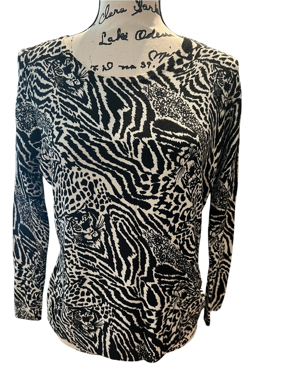 Vintage Elizabeth New York Mixed Animal Print Sweater Top